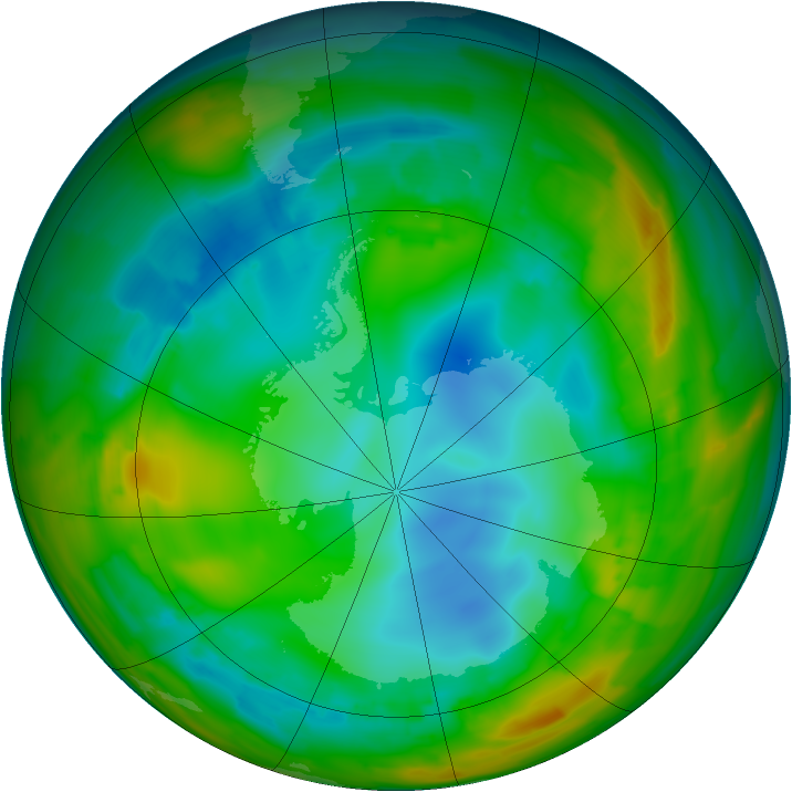 Antarctic ozone map for 01 August 2012